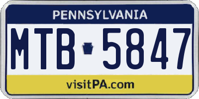 PA license plate MTB5847