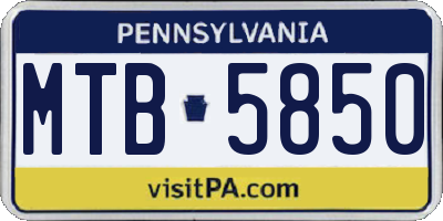 PA license plate MTB5850