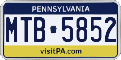 PA license plate MTB5852