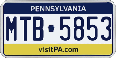 PA license plate MTB5853