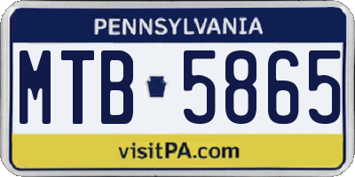 PA license plate MTB5865