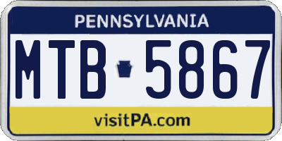 PA license plate MTB5867