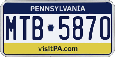 PA license plate MTB5870