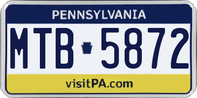 PA license plate MTB5872