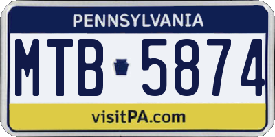 PA license plate MTB5874