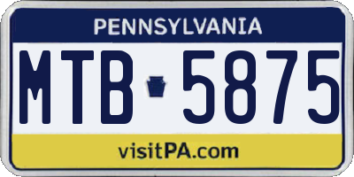 PA license plate MTB5875
