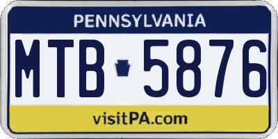 PA license plate MTB5876