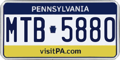 PA license plate MTB5880