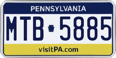 PA license plate MTB5885