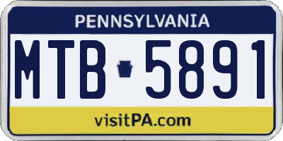 PA license plate MTB5891