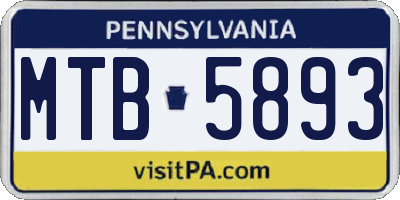PA license plate MTB5893