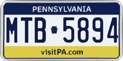 PA license plate MTB5894