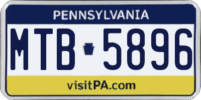 PA license plate MTB5896