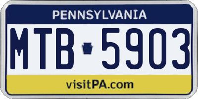 PA license plate MTB5903