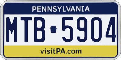 PA license plate MTB5904