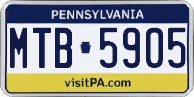 PA license plate MTB5905