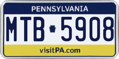 PA license plate MTB5908