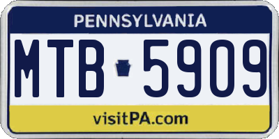 PA license plate MTB5909