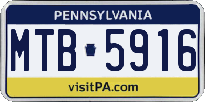 PA license plate MTB5916
