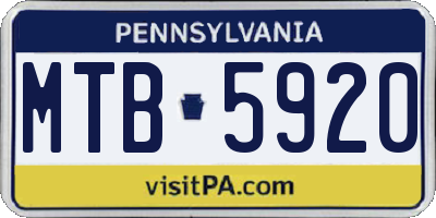 PA license plate MTB5920