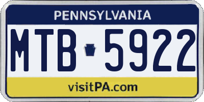 PA license plate MTB5922