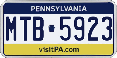 PA license plate MTB5923
