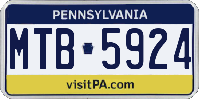 PA license plate MTB5924