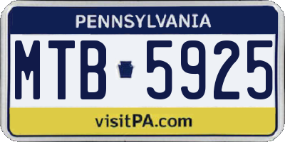 PA license plate MTB5925
