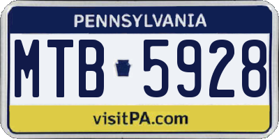 PA license plate MTB5928