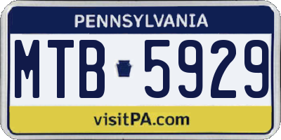 PA license plate MTB5929