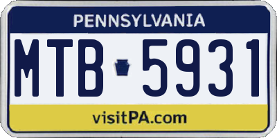PA license plate MTB5931