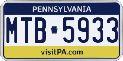 PA license plate MTB5933