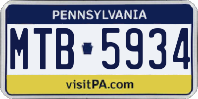 PA license plate MTB5934