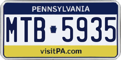 PA license plate MTB5935