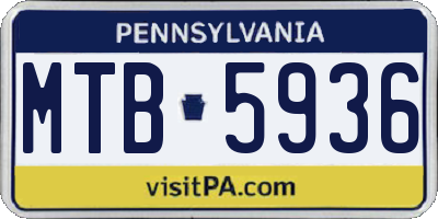 PA license plate MTB5936