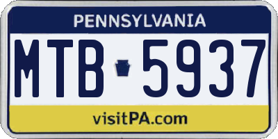 PA license plate MTB5937