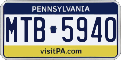 PA license plate MTB5940