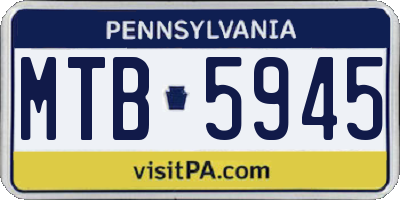 PA license plate MTB5945