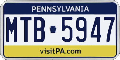 PA license plate MTB5947