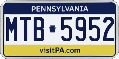 PA license plate MTB5952
