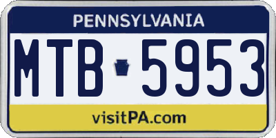 PA license plate MTB5953