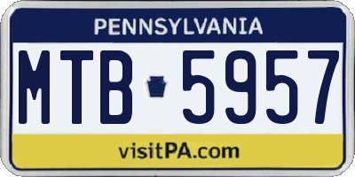 PA license plate MTB5957