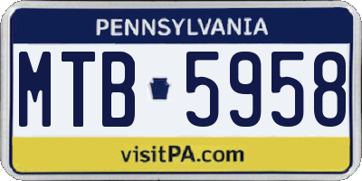 PA license plate MTB5958