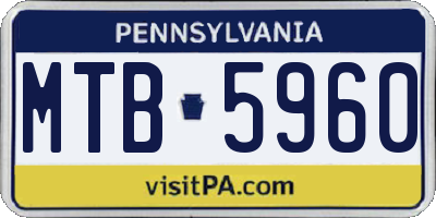 PA license plate MTB5960