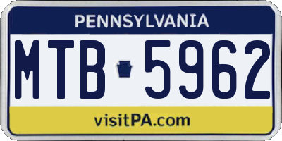 PA license plate MTB5962