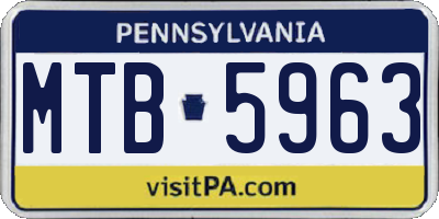 PA license plate MTB5963