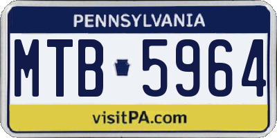 PA license plate MTB5964