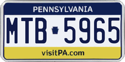 PA license plate MTB5965