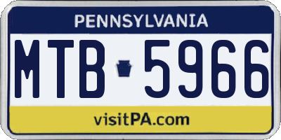PA license plate MTB5966