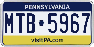 PA license plate MTB5967